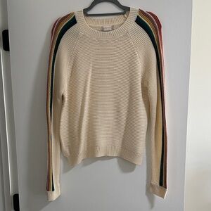 Altar'd State Cream Sweater with Multicolor Stripes